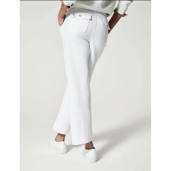 SPANX Stretch Twill Cropped Wide Leg Pull On Pant Womens XL White $128 20312R - Picture 3 of 6